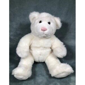 Vintage Build a Bear White Teddy Polar Bear Stuffed Animal Plush Pink Nose 11in
